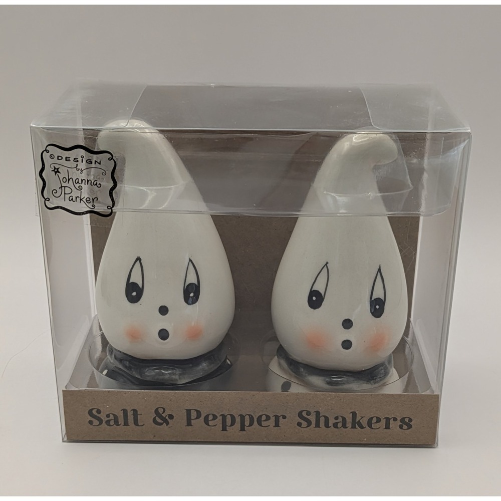 New Johanna Parker‎ Gus Ghost Salt & Pepper Shakers Halloween Vintage Style
